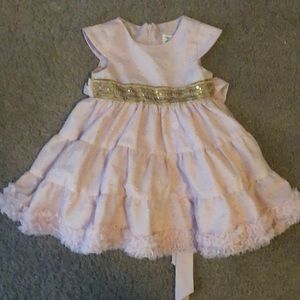 Dorissa Blush Pink and Gold Party Dress